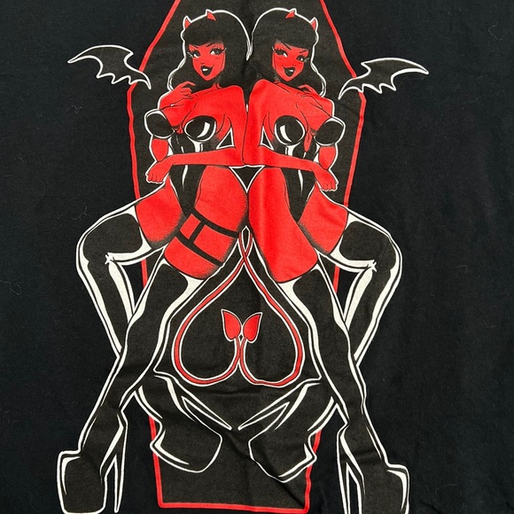 Demon Twins T-Shirt By Fauxmilk Medium - Picture 2 of 7